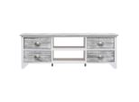 Mobile Tv Bianco E Grigio 108X30X40 Cm In Legno Massiccio Di Paulownia