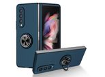 Custodia Rigida Sottile Per Samsung Galaxy Z Fold 3 5G, Con Supporto Ad Anello Blu Scuro