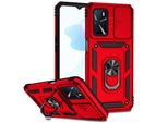 Custodia Per Oppo A16/A16S/A54S/A54 4G/A55 A Doppio Strato Con Copertura Scorrevole Della Fotocamera E Supporto Ad Anello Rosso