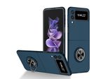 Custodia Rigida Sottile Per Samsung Galaxy Z Flip 3 5G, Con Supporto Ad Anello Blu Scuro