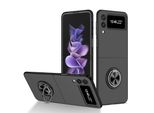 Custodia Rigida Sottile Per Samsung Galaxy Z Flip 3 5G, Con Supporto Ad Anello Nero