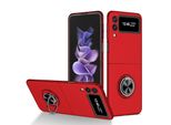 Custodia Rigida Sottile Per Samsung Galaxy Z Flip 3 5G, Con Supporto Ad Anello Rosso