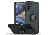 Custodia Per Motorola Moto G22 Traslucida Opaca In Tpu Con Supporto Ad Anello E Supporto Nero
