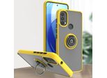 Custodia Per Motorola Moto E20 / E40 Traslucida Opaca In Tpu Con Supporto Ad Anello E Supporto Giallo