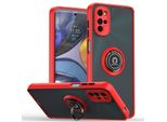 Custodia Per Motorola Moto G22 Traslucida Opaca In Tpu Con Supporto Ad Anello E Supporto Rosso