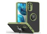 Custodia Per Motorola Moto G52 Traslucida Opaca In Tpu Con Supporto Ad Anello E Supporto Verde Militare