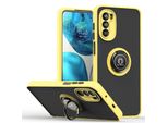 Custodia Per Motorola Moto G52 Traslucida Opaca In Tpu Con Supporto Ad Anello E Supporto Giallo