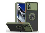 Custodia Per Xiaomi Poco M4 Pro 4G Opaca Traslucida In Tpu Con Supporto Ad Anello E Supporto Verde Militare