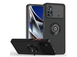 Custodia Per Xiaomi Poco M4 Pro 4G Opaca Traslucida In Tpu Con Supporto Ad Anello E Supporto Nero Rosso