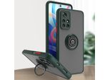 Custodia Per Xiaomi Poco M4 Pro 5G Opaca Traslucida In Tpu Con Supporto Ad Anello E Supporto Verde Scuro