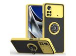Custodia Per Xiaomi Poco M4 Pro 4G Opaca Traslucida In Tpu Con Supporto Ad Anello E Supporto Giallo