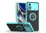 Custodia Per Xiaomi Poco M4 Pro 4G Opaca Traslucida In Tpu Con Supporto Ad Anello E Supporto Blu