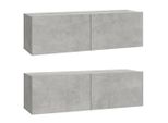 Pensili Tv 2 Pz. Grigio Cemento 100X30X30 Cm Materiale A Base Di Legno