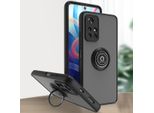 Custodia Per Xiaomi Poco M4 Pro 5G Opaca Traslucida In Tpu Con Supporto Ad Anello E Supporto Nero