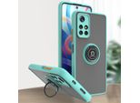 Custodia Per Xiaomi Poco M4 Pro 5G Opaca Traslucida In Tpu Con Supporto Ad Anello E Supporto Blu