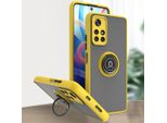Custodia Per Xiaomi Poco M4 Pro 5G Opaca Traslucida In Tpu Con Supporto Ad Anello E Supporto Giallo