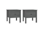 Tavolini 2 Pz. Grigio 50X50X49 Cm In Legno Di Pino Massiccio