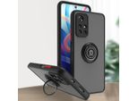 Custodia Per Xiaomi Poco M4 Pro 5G Opaca Traslucida In Tpu Con Supporto Ad Anello E Supporto Nero Rosso
