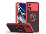 Custodia Per Xiaomi Poco X4 Pro 5G Opaca Traslucida In Tpu Con Supporto Ad Anello E Stand Rosso