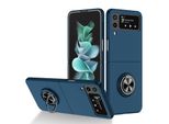 Custodia Rigida Sottile Per Samsung Galaxy Z Flip 4 5G, Con Supporto Ad Anello Blu Scuro