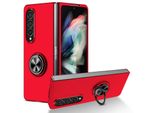 Custodia Rigida Sottile Per Samsung Galaxy Z Fold 4 5G, Con Supporto Ad Anello Rosso
