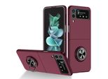 Custodia Rigida Sottile Per Samsung Galaxy Z Flip 4 5G, Con Supporto Ad Anello Borgogna
