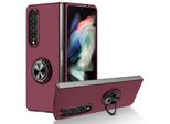 Custodia Rigida Sottile Per Samsung Galaxy Z Fold 4 5G, Con Supporto Ad Anello Bordeaux