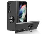 Custodia Rigida Sottile Per Samsung Galaxy Z Fold 4 5G, Con Supporto Ad Anello Nero