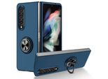 Custodia Rigida Sottile Per Samsung Galaxy Z Fold 4 5G, Con Supporto Ad Anello Blu Scuro