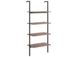 Scaffale A Scala Con 4 Ripiani Marrone Scuro E Nero 64X35X152,5 Cm