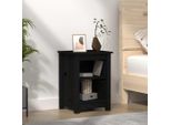 Comodino Nero 40X35X55 Cm In Legno Di Pino Massiccio