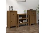 Credenze 2 Pz. Marrone Miele 40X35X80 Cm In Legno Massiccio Di Pino