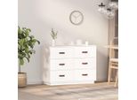 Vidaxl Credenza Bianca 100X40X75 Cm In Legno Di Pino Massiccio
