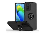 Custodia Per Motorola Moto G42 Traslucida Opaca In Tpu Con Supporto Ad Anello E Supporto Nero