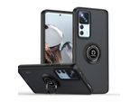 Custodia Per Xiaomi 12T / Xiaomi 12T Pro Custodia In Tpu Traslucido Opaco Con Supporto Ad Anello E Supporto Nero