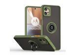 Custodia Per Motorola Moto G32 Traslucida Opaca In Tpu Con Supporto Ad Anello E Supporto Verde Militare