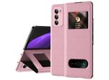 Custodia Sottile In Pelle Flip Per Samsung Galaxy Z Fold 2 5G, Con Finestra Di Visualizzazione E Funzione Stand Lychee Pink