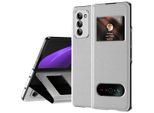 Custodia Sottile In Pelle Flip Per Samsung Galaxy Z Fold 2 5G, Con Finestra Di Visualizzazione E Funzione Stand Lychee White