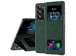 Custodia Sottile In Pelle Flip Per Oppo Find N, Con Finestra Di Visualizzazione E Funzione Stand Verde