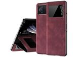 Custodia Sottile In Pelle Flip Per Xiaomi Mix Fold 2, Con Finestra Di Visualizzazione E Funzione Stand Rosso
