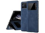 Custodia Sottile In Pelle Flip Per Xiaomi Mix Fold 2, Con Finestra Di Visualizzazione E Funzione Stand Blu