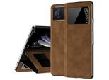 Custodia Sottile In Pelle Flip Per Xiaomi Mix Fold 2, Con Finestra Di Visualizzazione E Funzione Stand Brown