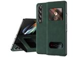 Custodia Sottile In Pelle Flip Per Samsung Galaxy Z Fold 3 5G, Con Finestra Di Visualizzazione E Funzione Stand Verde