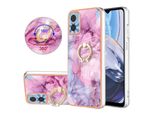 Custodia Per Motorola Moto E22 / E22I, Custodia Protettiva In Silicone Tpu A Fantasia Con Supporto Ad Anello Rosa