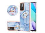 Custodia Per Xiaomi Redmi 10, Custodia Protettiva In Silicone Tpu Bumper A Fantasia Con Supporto Ad Anello Blu