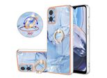 Custodia Per Motorola Moto E22 / E22I, Custodia Protettiva In Silicone Tpu A Fantasia Con Supporto Ad Anello Blu