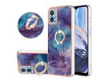 Custodia Per Motorola Moto E22 / E22I, Custodia Protettiva In Silicone Tpu A Fantasia Con Supporto Ad Anello Viola