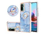 Custodia Per Xiaomi Redmi Note 10S / Note 10 4G, Custodia Protettiva In Silicone Tpu A Fantasia Con Supporto Ad Anello Blu