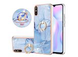 Custodia Per Xiaomi Redmi 9A, Custodia Protettiva In Silicone Tpu Bumper A Fantasia Con Supporto Ad Anello Blu