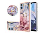 Custodia Per Motorola Moto E22 / E22I, Custodia Protettiva In Silicone Tpu A Fantasia Con Supporto Ad Anello Oro Rosa